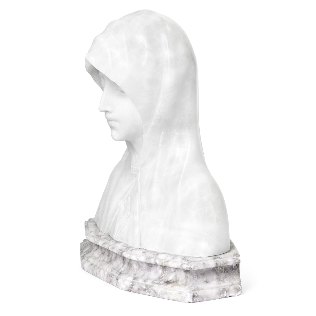Bust in Alabaster and Marble inspired by Nicolò Barabino's Madonna of the Olive Tree