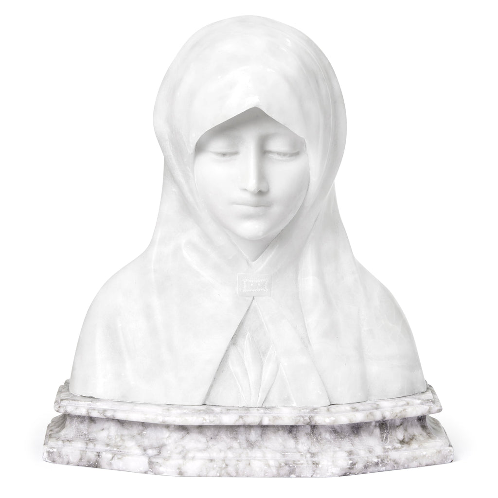 Bust in Alabaster and Marble inspired by Nicolò Barabino's Madonna of the Olive Tree
