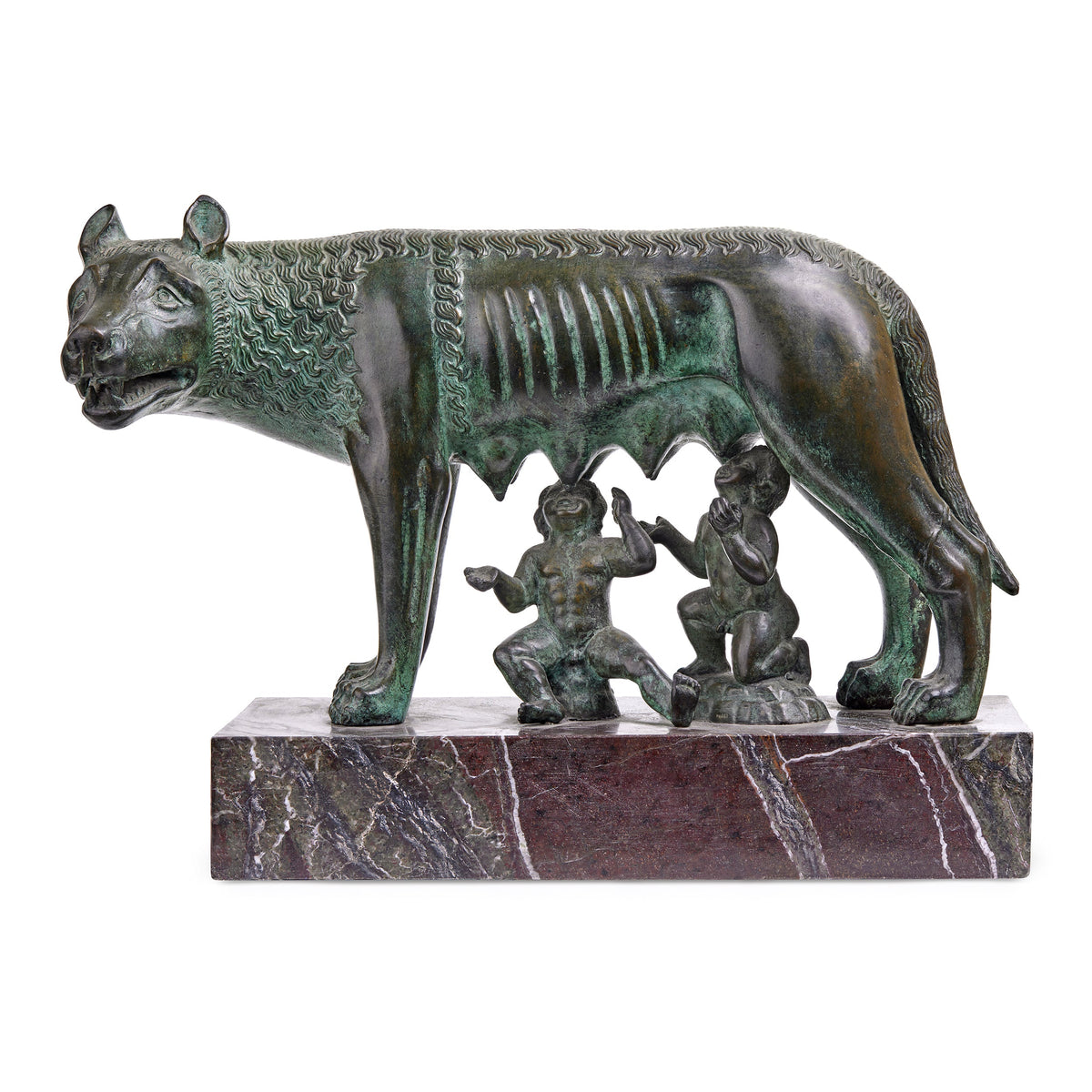Sculpture in Bronze and Marble inspired by the Capitoline Wolf