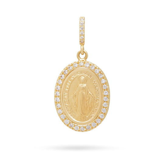 OUR LADY OF MIRACULOUS ZIRCONS GOLD MEDAL